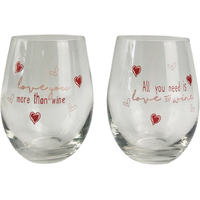 Stemless Wine Glass All You Need Is Love & Wine Set of 2 Urban Products UP116022