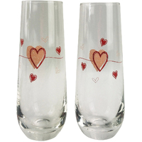 Stemless Champagne Glass Love Set of 2 Red by Urban Products UP116024
