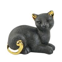 Ornament Laying Cat 12cm Gold by Urban Products UH016557, Cute Home Decor