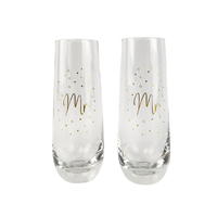 Stemless Champagne Glass Mr & Mr Set of 2 Gold by Urban Products UP116036