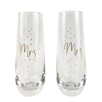 Stemless Champagne Glass Mrs & Mrs Set of 2 Gold by Urban Products UP116037