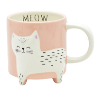 Mug Animal Cat with Legs 10cm Pink/White, Urban Products UP160100