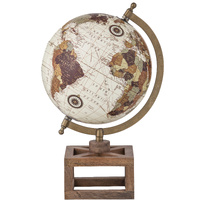 Amalfi Rotating World Globe 20cm Globo Sculpture Natural & Beige, DIDE 95