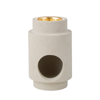 Amalfi Oil Burner 10x10x14cm Sandblasted Sandstone White & Brass, isAlbi AMCA14