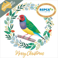 Christmas Card (Pk of 10) RSPCA Gouldian Finch Wreath by Vevoke HS-XCP23003