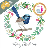Christmas Card (Pk of 10) BCNA Fairy Wren Wreath by Vevoke HS-XCP23011