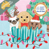 Christmas Card (Pk of 10) CMRI Playful Puppies by Vevoke HS-XCP23024