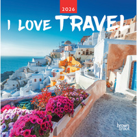 2026 Calendar I Love Travel Square Wall, BrownTrout A06057