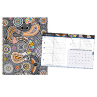 2026-2027 18-Month Planner Aboriginal Art Desk Monthly/Weekly, Browntrout A06613