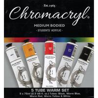 Chromacryl Premium Students Acrylic Set 5 Tube Value Pack Warm Colours #49607