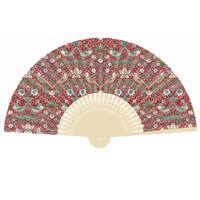 Artico Bamboo Hand Fan William Morris Strawberry Thief Red Folding Fan BF06