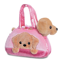 Aurora Fancy Pals Plush in Handbag 20cm Peek-A-Boo Labrador Pink, Cotton Candy 61365