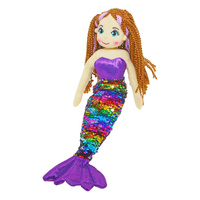 Aurora Sequined Mermaids Plush Doll 45cm Siren Purple Rainbow, Cotton Candy MER276