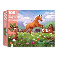 100-Piece Children's Fuzzy Jigsaw: Horsing Around by Hinkler
