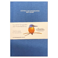 2027 Diary Australian Geographic Hardback Cloth 13x19cm Week to View Blue, AG20271