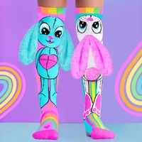 Madmia Socks Ages 6-99 One Size Fits Most - RAINBOW BUNNY Novelty Socks