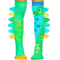 Madmia Socks Ages 6-99 One Size Fits Most - GREEN DINOSAUR, Novelty Socks