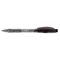 Stabilo Liner 308 Ballpoint Pen Medium Black Retractable Box of 10, ACCO 0280720