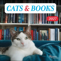 2027 Calendar Cats & Books Square Wall, Rizzoli Universe AM49354