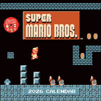 2026 Calendar Super Mario Bros. 8-Bit Retro with 6 Die-cut Notecards Square Wall, Abrams AM83494