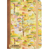 2027 16-Month Planner Peter Pauper Press Watercolor Treescape Compact Week to View, 347466