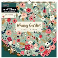 2022 Calendar Whimsy Garden Die-Cut Spiral Square Wall by Wells St L21179
