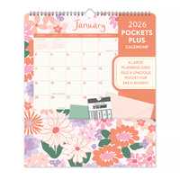 2026 Calendar Orange Circle Pockets Plus 297x348mm Wiro Wall Secret Garden, ACCO 26151