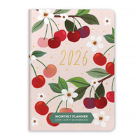2026 17-Month Planner Orange Circle Pocket 114x165mm Month to View Fruit & Flora, ACCO 26371