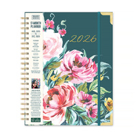 2026 17-Month Planner Orange Circle Deluxe XL 216x279mm Week to View Bella Flora Spiral, ACCO 26428
