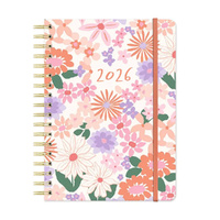 2026 17-Month Planner Orange Circle Tri-Tab 178x244mm Week to View Secret Garden Spiral, ACCO 26501
