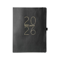 2026 18-Month Planner Classic Vegan Leather 20x25cm Monthly/Weekly, Graphique de France GF44162