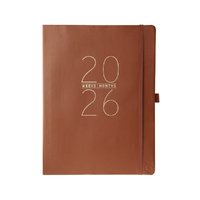 2026 18-Month Planner Classic Vegan Leather 20x25cm Monthly/Weekly, Graphique de France GF44179