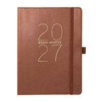2026-2027 18-Month Planner Apollo Collection 15x20cm Monthly/Weekly Brown Vegan Leather, Graphique GF46517
