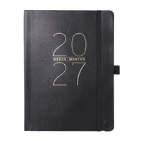 2026-2027 18-Month Planner Apollo Collection 15x20cm Monthly/Weekly Black Vegan Leather, Graphique GF46524