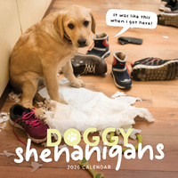 2026 Calendar Doggy Shennanigans Square Wall Paper Pocket CAB13