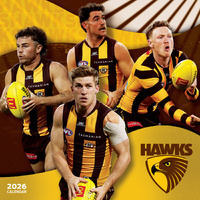 2026 Calendar AFL Hawthorn Hawks Square Wall Paper Pocket CAFB10