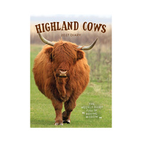 2027 Planner Diary Highland Cows A5 Week to View, Paper Pocket