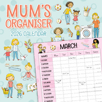 2026 Calendar Mum's Organiser 16-Month Square Wall, Red Robin RR261192