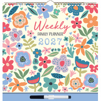 2027 Calendar Floral Weekly Family Planner Wiro Wall, Gifted Stationery GSC27305