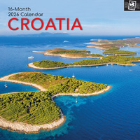 2026 Calendar Passport Collection Croatia 16-Month Square Wall, The Gifted Stationery GSC26292