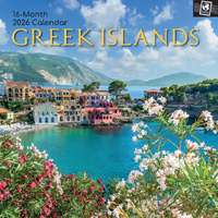 2026 Calendar Passport Collection Greek Islands 16-Month Square Wall, The Gifted Stationery GSC26294