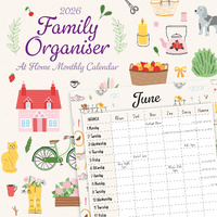 2026 Calendar Family Organiser At Home 16-Month Square Wall, Red Robin RR261374