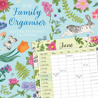 2026 Calendar Family Organiser Nature 16-Month Square Wall, Red Robin RR261376