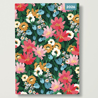 2026 Diary Floral Pattern A5 Week to View Padded, Red Robin RR265085