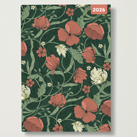 2026 Diary Morris Garden A5 Week to View Padded, Red Robin RR265090