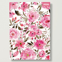 2026 Planner Romantic Flowers A5 Week to View Padded, Red Robin RR265094