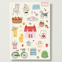 2026 Diary Family Diary A5 Week to View Padded, Red Robin RR265101