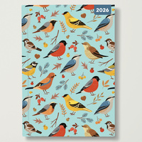 2026 Diary Birdsong A5 Week to View Padded, Red Robin RR265102