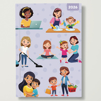 2026 Diary Mum's Busy Diary A5 Week to View Padded, Red Robin RR265103