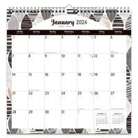 2024 Calendar Ebony & Ivory Wiro Office Square Wall Browntrout BT70586